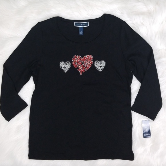 Karen Scott Tops - Karen Scott Love and Bloom Tee Black